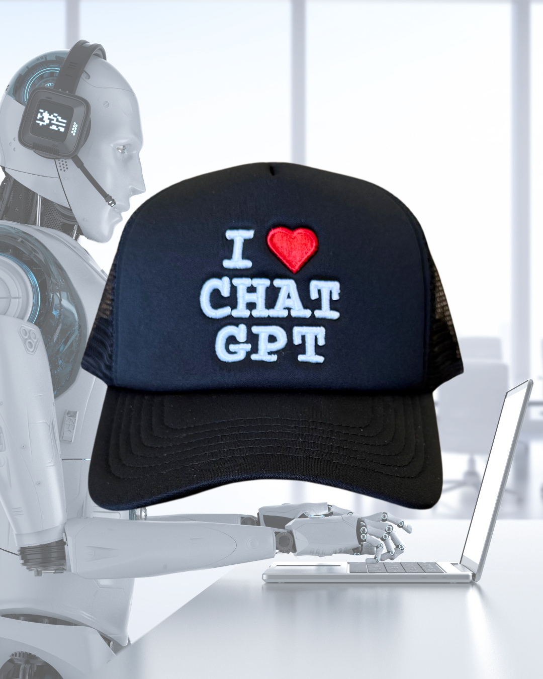 chat gpt ノベルティ I LOVE CHAT GPT CAP – disnapback
