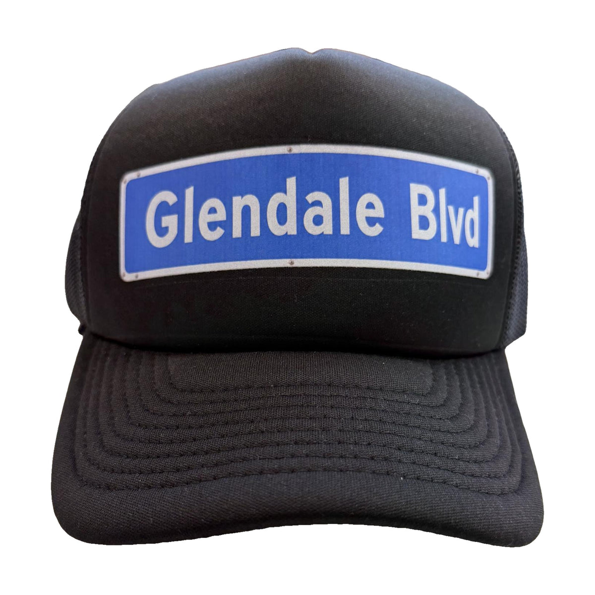 Glendale Blvd street sign black trucker hat by Di Snapback