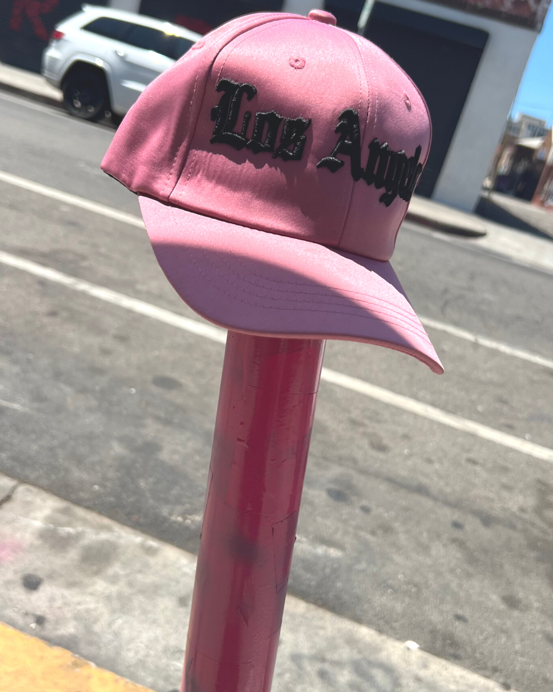 Los Angeles Pink Satin Dad Cap
