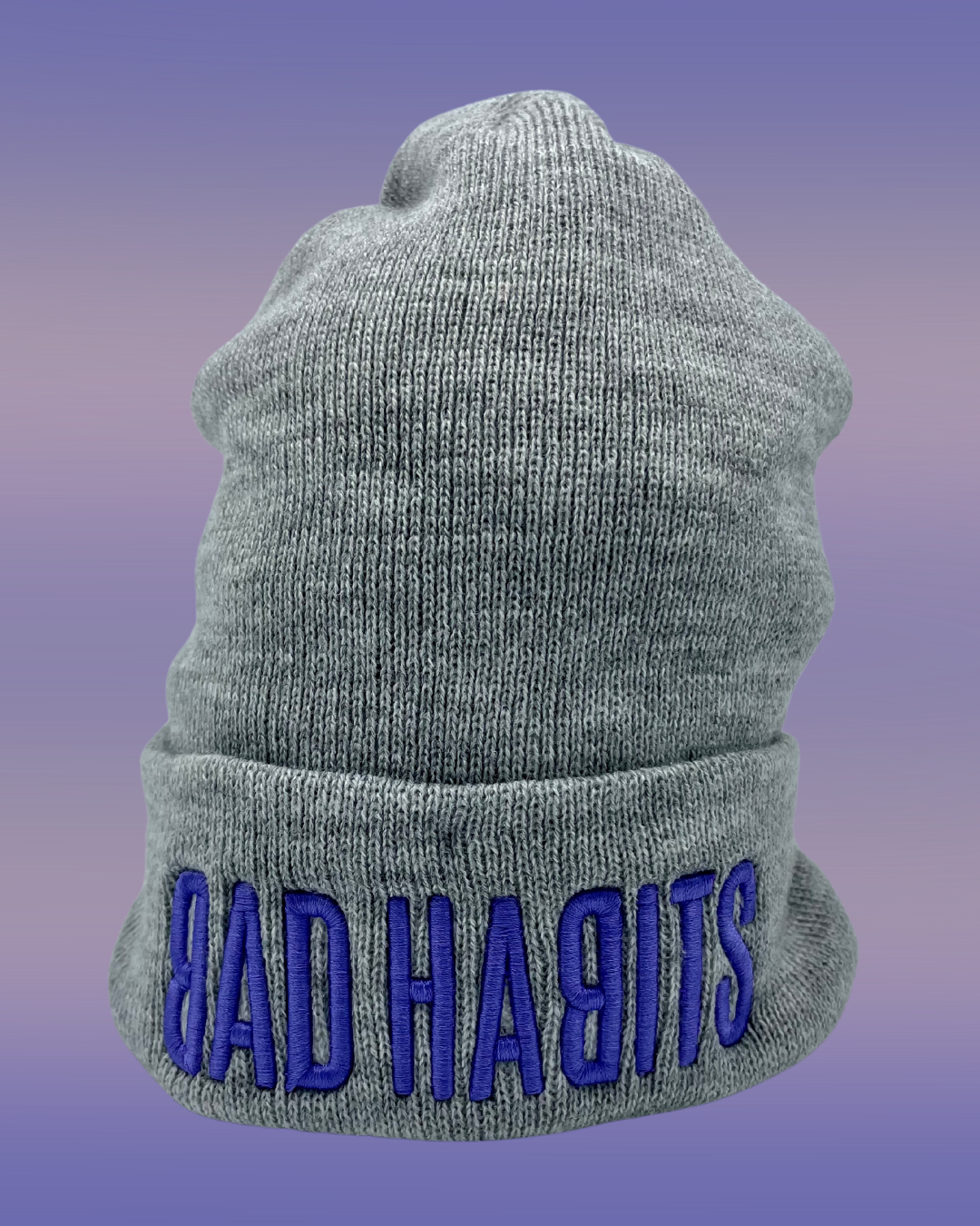 Bad Habits Bold Text Cable Knit Beanie