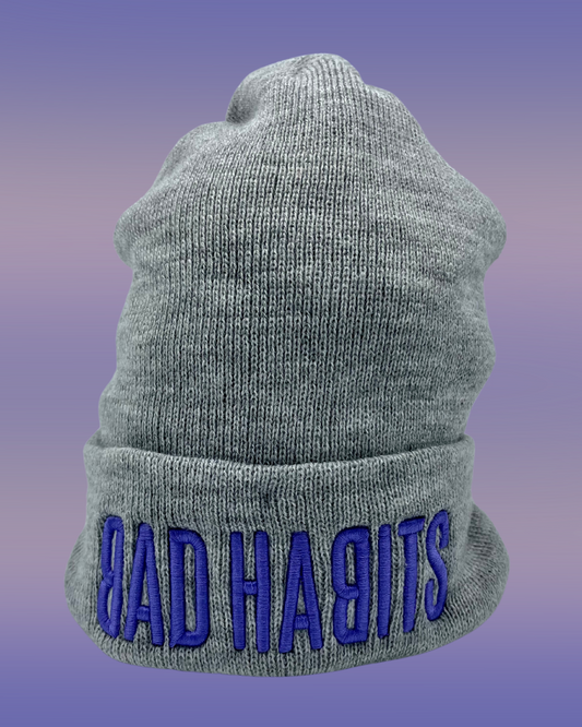 Bad Habits Bold Text Cable Knit Beanie