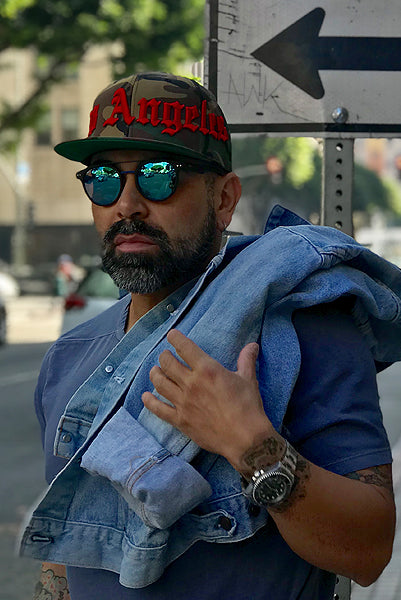 Red Los Angeles Old english Camouflage cap