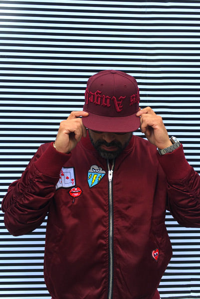 Patchwork Bomber Jacket in Burgundy Wine