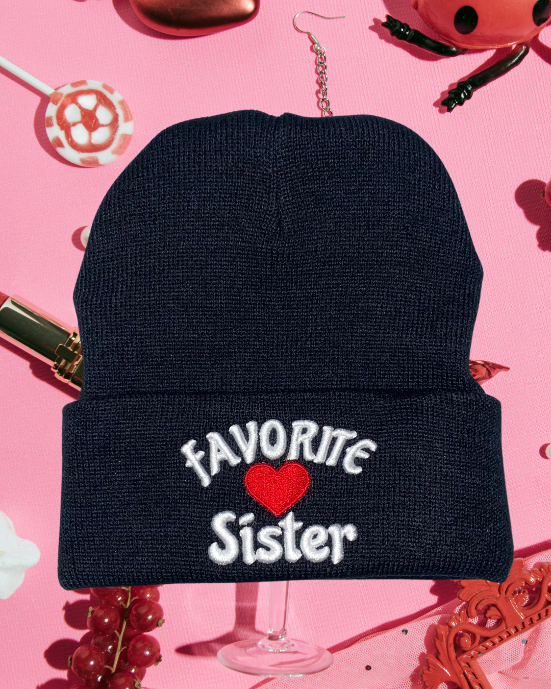 FAVORITE SISTER HEART BEANIE