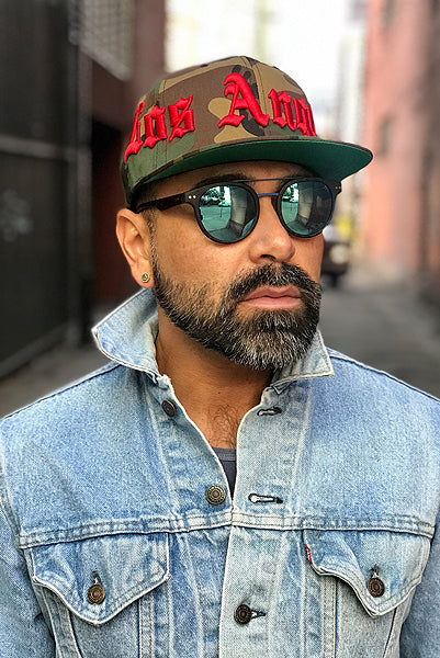 Red Los Angeles Old english Camouflage cap