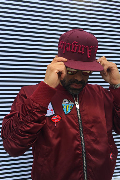 Patchwork Bomber Jacket in Burgundy Wine